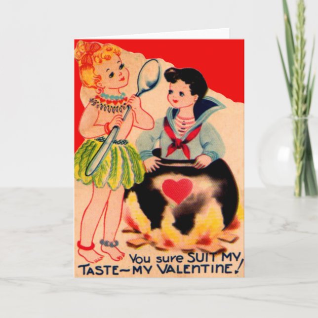 Vintage Retro Cannibal Valentine Card (Front)