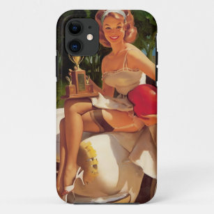 Vintage Retro Car Race Pin Up Girl Case-Mate iPhone Case