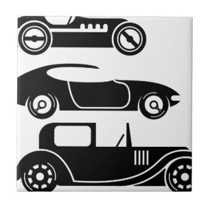 Vintage retro car racing coupe and limo tile
