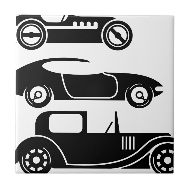 Vintage retro car racing coupe and limo tile (Front)