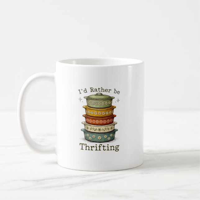 Vintage Retro Casserole Thrifting Coffee Mug (Left)