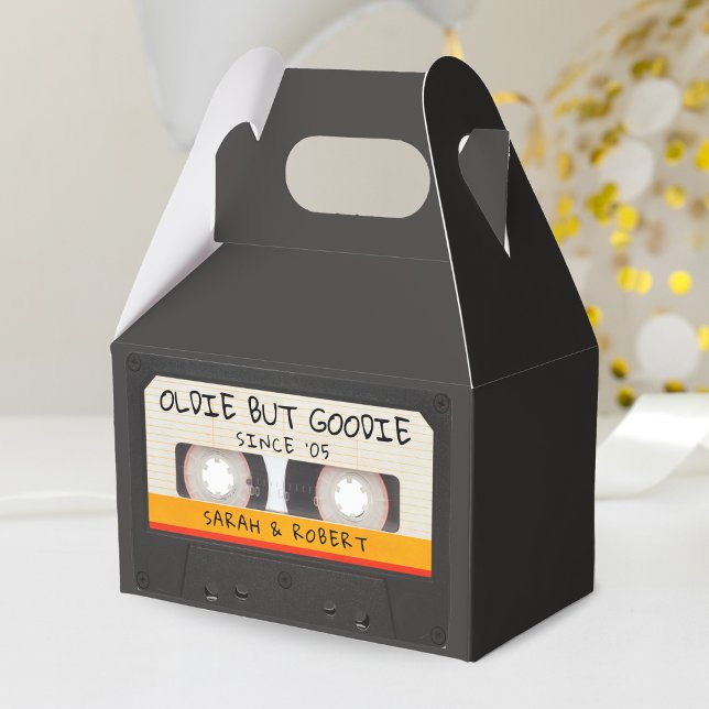Vintage Retro Cassette Tape Wedding Favour Favour Box (Vintage Retro Cassette Tape Oldie but Goodie Wedding Favor Favor Box)