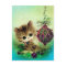 Vintage retro cat Christmas holiday postcard