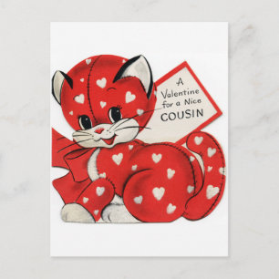 Vintage retro cat Cousin add message postcard