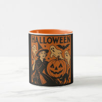 Vintage/retro cat, ghost, pumpkin & witch
