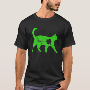 Vintage Retro Cat Lover St Patrick's Day Irish Sha T-Shirt