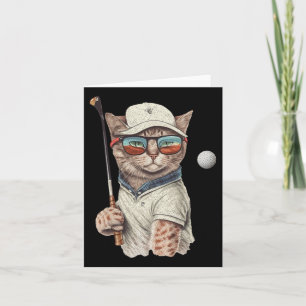 Vintage Retro Cat Playing Golf  Card