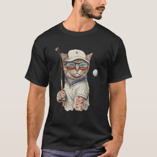 Vintage Retro Cat Playing Golf Golfer Kitties Love T-Shirt