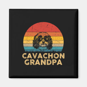 Vintage Retro Cavachon Grandpa Dog Lover Paw Dad F Magnet