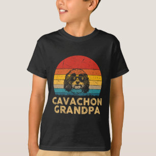 Vintage Retro Cavachon Grandpa Dog Lover Paw Dad F T-Shirt