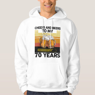 Vintage Retro Cheers and Beers To My 70 Years Birt Hoodie