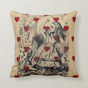 Vintage retro chic Alice in wonderland art Cushion