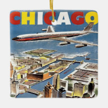 Vintage Retro Chicago travel tourism aeroplane