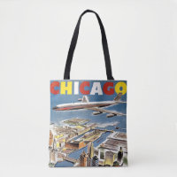 Vintage Retro Chicago travel tourism aeroplane 