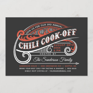 Vintage Retro Chilli Cook Off Invitations