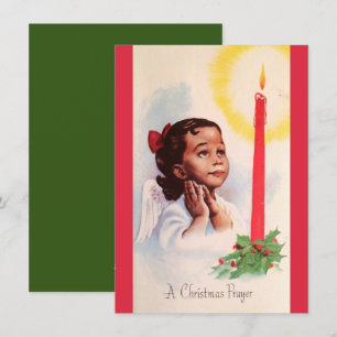Vintage Retro Christmas African Angel Girl Praying Holiday Card