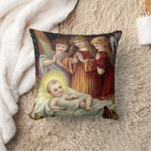 Vintage Retro Christmas Angels With Baby Jesus
