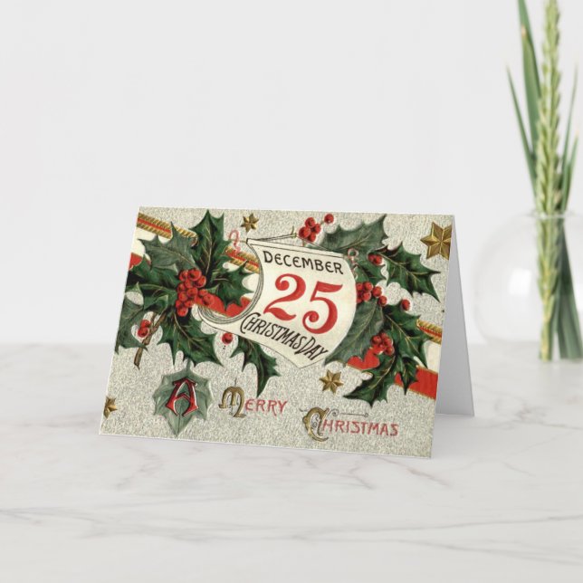 Vintage Retro Christmas Art Holiday Card (Front)