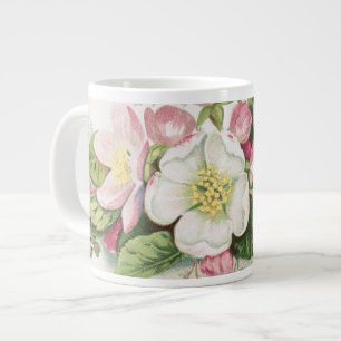 Vintage Retro Christmas Card, Apple Blossoms Large Coffee Mug