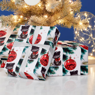 Vintage retro Christmas cat party wrap Wrapping Paper