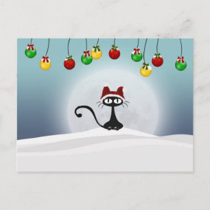 Vintage Retro Christmas Cat Postcard