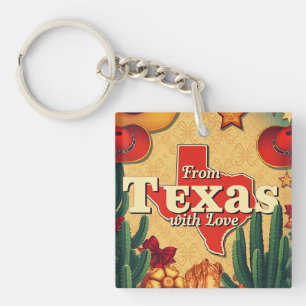 Vintage Retro Christmas From Texas with Love Key Ring