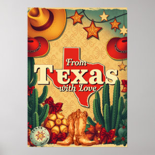 Vintage Retro Christmas  From Texas with Love Poster