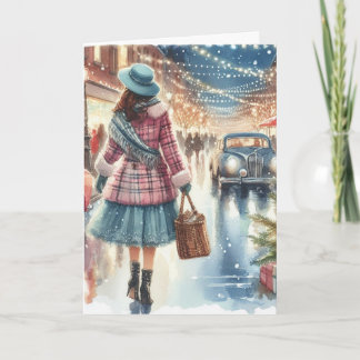 Vintage Retro Christmas Greeting Card