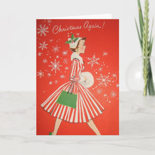 Vintage Retro Christmas Greeting Card