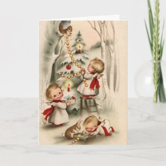 Vintage Retro Christmas Greeting Card