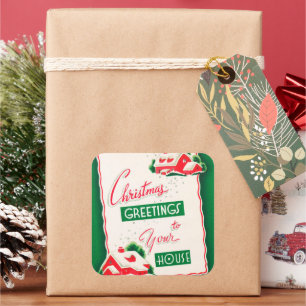 Vintage retro Christmas greetings sticker