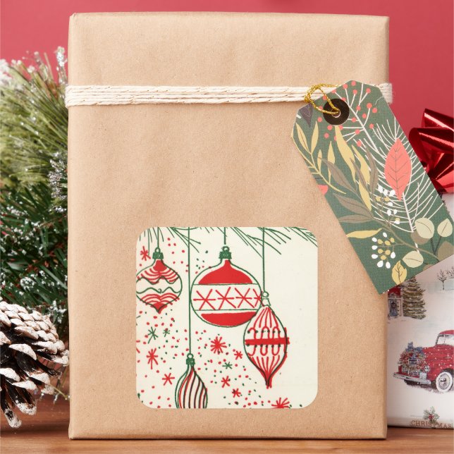 Vintage retro Christmas Holiday bulbs sticker (Holiday)