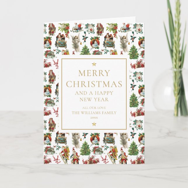 Vintage Retro Christmas Holiday Card (Front)