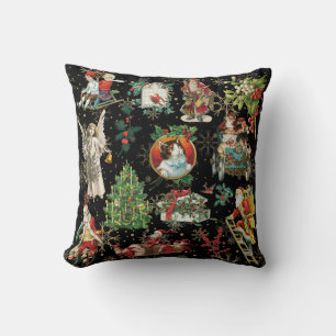 Vintage Retro Christmas Holiday Festive Pattern Cushion