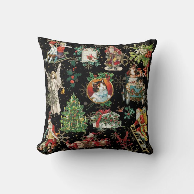 Vintage Retro Christmas Holiday Festive Pattern Cushion (Front)