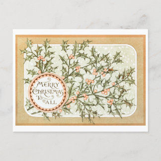 Vintage Retro Christmas Holiday Greeting Pos Card