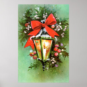 Vintage retro Christmas Holiday home decor poster