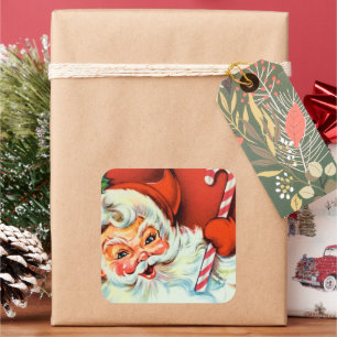 Vintage retro Christmas Holiday Santa sticker
