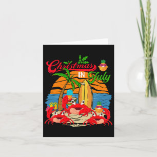 Vintage Retro Christmas In July Three Cute Crabs F Card