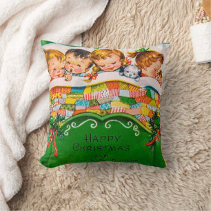 Vintage retro Christmas kids room decor pillow