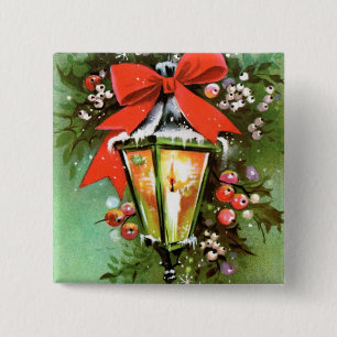 Vintage retro Christmas light party button