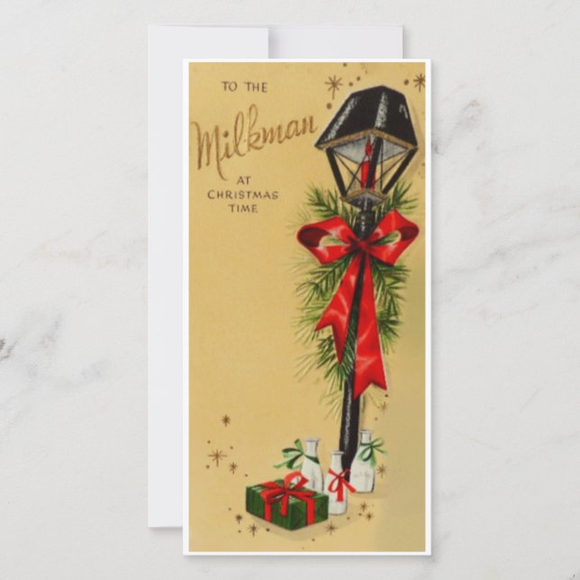 Vintage Retro Christmas milkman Holiday Card (Front)