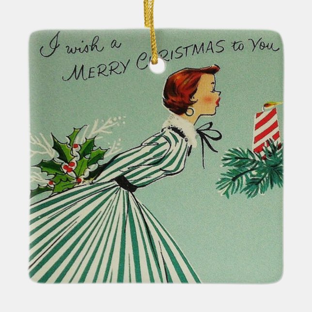 Vintage Retro Christmas Ornament (Front)
