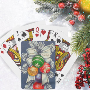 Vintage Retro Christmas Ornamental Wreath Holiday Playing Cards