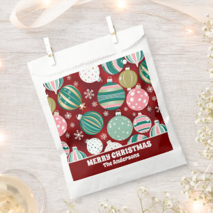 Vintage Retro Christmas Ornaments and Snowflakes Favour Bags