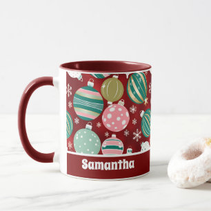 Vintage Retro Christmas Ornaments and Snowflakes Mug