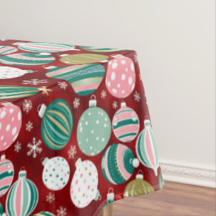 Vintage Retro Christmas Ornaments and Snowflakes  Tablecloth