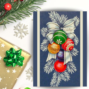 Vintage Retro Christmas Ornaments Spray Custom Holiday Card