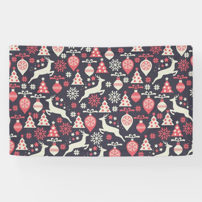 Vintage Retro Christmas Pattern Holiday Banner (Horizontal)