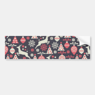 Vintage Retro Christmas Pattern Holiday Bumper Sticker